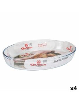 Fuente para Horno Quttin   Transparente Vidrio Ovalado 4,5 L 39,6 x 27,35 x 6,6 (4 Unidades)