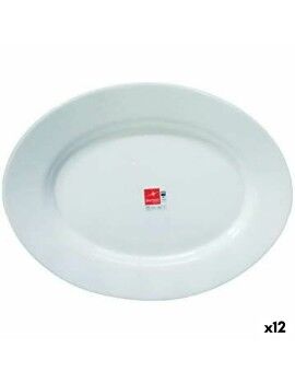 Fuente de Cocina Bormioli Toledo Blanco Vidrio Ovalado 34 x 26,5 x 1,8 cm (12 Unidades)