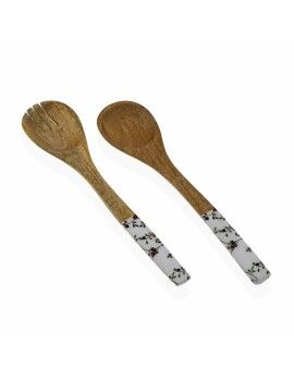 Conjunto de Utensílios para Cozinha Versa Flores Campo Bambu Porcelana Madeira de mangueira