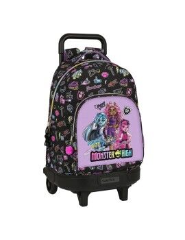 Mochila Escolar com Rodas Monster High Creep Preto 33 X 45 X 22 cm