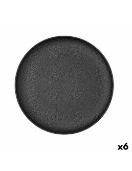 Plato Llano Bidasoa Fosil Negro Cerámica 26,5 x 26,4 x 2,3 cm (6 Unidades)