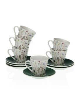 Juego de Tazas con Platos Versa Sansa Porcelana 5,8 x 6 x 5,8 cm Café (12 Piezas)