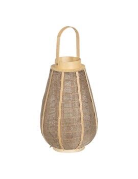 Farol Portavelas Farol Beige Natural Yute Cristal 26 x 26 x 41 cm