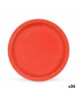 Set de Platos Algon Desechables Cartón Rojo 10 Piezas 20 x 20 x 1,5 cm (36 Unidades)