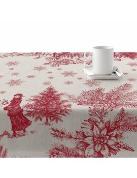 Toalha resinada antinódoas Belum Christmas Toile Vermelho Linho 140 x 140 cm