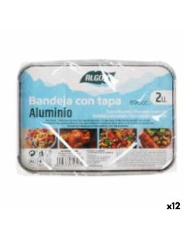 Bandeja com tampa Algon Alumínio Retangular 890 ml 22 x 16 x 4,5 cm (12 Unidades)