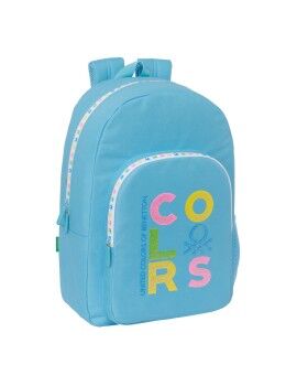 Mochila Escolar Benetton Spring Celeste 30 x 46 x 14 cm