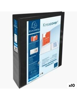 Carpeta de anillas Exacompta Kreacover Negro A4+ Personalizable (10 Unidades)