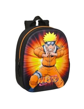 Mochila Escolar 3D Naruto Negro Naranja 27 x 33 x 10 cm