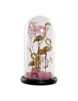 Figura Decorativa DKD Home Decor Flamimgo rosa Preto Cor de Rosa Dourado 17 x 17 x 32 cm