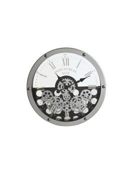 Reloj de Pared Home ESPRIT Negro Plateado Metal Cristal Engranajes 52 x 8,5 x 52 cm