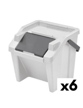 Cubo de Basura para Reciclaje Tontarelli Moda Apilable 28 L Blanco (6 Unidades)