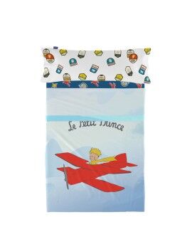 Juego de Sábanas HappyFriday Le Petit Prince Son avion Multicolor Cama de 105 2 Piezas