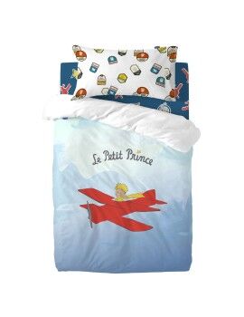 Juego de funda nórdica HappyFriday Le Petit Prince Son Avion Multicolor Cuna de Bebé 2 Piezas