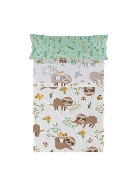 Juego de Sábanas HappyFriday Moshi Moshi Happy sloth Multicolor Cama de 80/90 2 Piezas