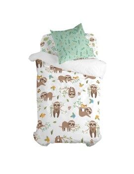 Juego de funda nórdica HappyFriday Moshi Moshi Happy Sloth Multicolor Cama de 80 2 Piezas