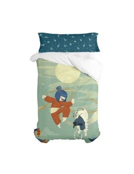 Juego de funda nórdica HappyFriday Mr Fox The warrior Multicolor Cama de 80/90 2 Piezas