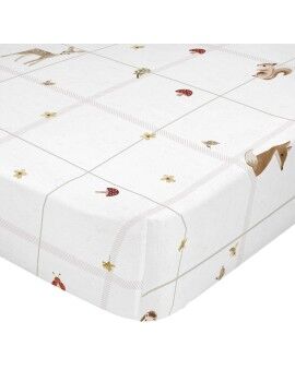 Lençol de baixo HappyFriday Woods animals Branco Multicolor 70 x 140 x 14 cm