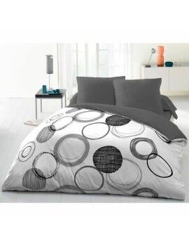 Conjunto de Lençóis HOME LINGE PASSION Branco Círculos Cinzento claro 220 x 240 cm