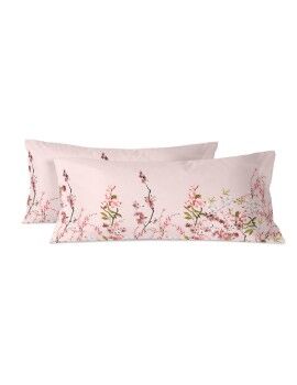 Capa de almofada HappyFriday Chinoiserie rose Multicolor King 150 Fios 45 x 110 cm (2 Unidades)