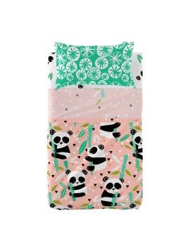 Conjunto de Lençóis HappyFriday Moshi Moshi Panda garden Cor de Rosa Berço de Bebé 2 Peças