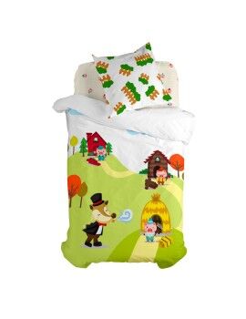 Juego de funda nórdica HappyFriday Mr Fox Piggys  Multicolor Cama de 80 2 Piezas