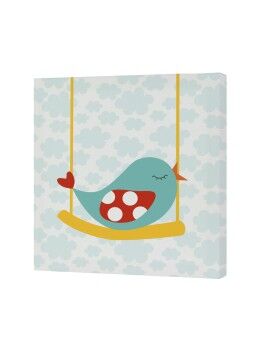 Tela HappyFriday Mr Fox Little birds Multicolor 27 x 27 cm