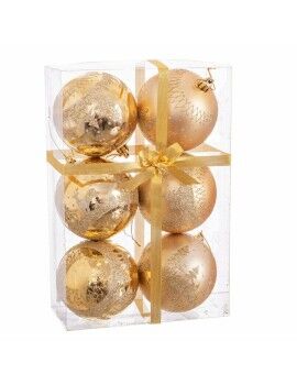 Bolas de Navidad Dorado Plástico Ciervo 8 x 8 x 8 cm (6 Unidades)