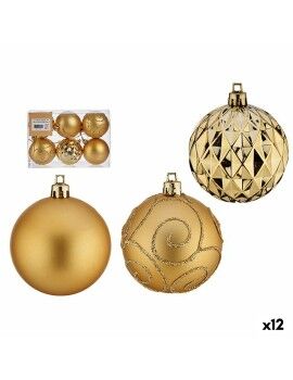 Conjunto de bolas de Natal Dourado Plástico Ø 6 cm (12 Unidades)