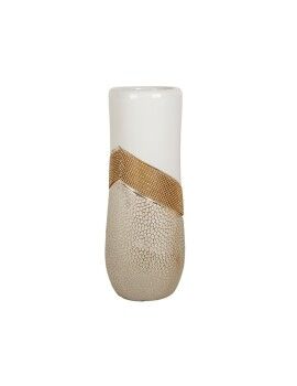 Vaso Romimex Branco Dourado Cerâmica 15 x 38 x 15 cm