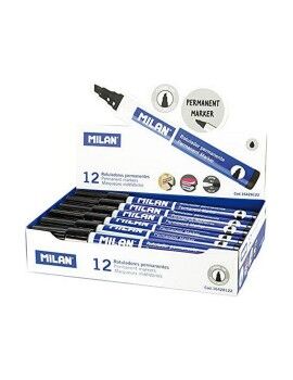 Rotulador permanente Milan 12 Unidades Preto PVC