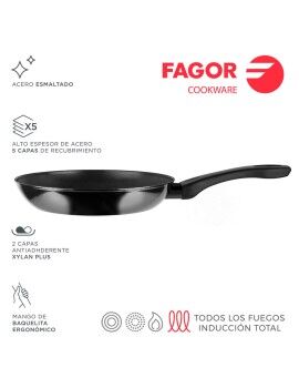 Sartén FAGOR Indutherm Negro Acero Esmaltado (Ø 26 cm)