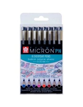 Conjunto de Canetas de Feltro Talens Sakura Pigma Micron PN 8 Peças Multicolor