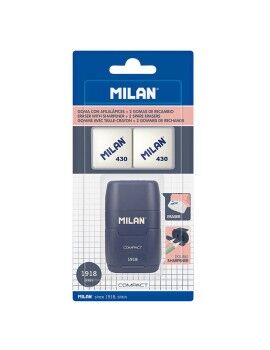 Set de Goma de Borrar y Sacapuntas Milan Afilaborra Compact Serie 1918 Doble Azul