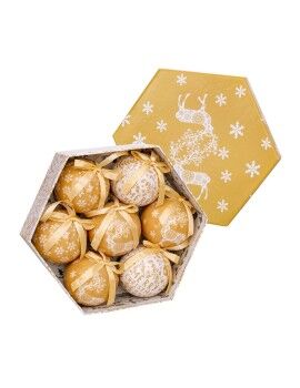 Bolas de Navidad Dorado Papel Polyfoam Ciervo 7,5 x 7,5 x 7,5 cm (7 Unidades)