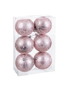 Bolas de Navidad Rosa Plástico 8 cm (6 Unidades)