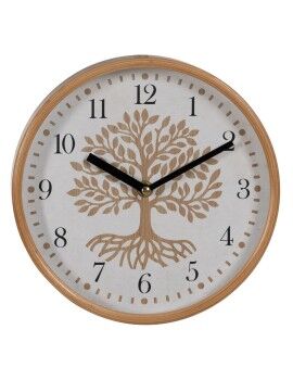 Reloj de Pared Árbol Blanco Natural Madera Cristal 22 x 22 x 4,5 cm