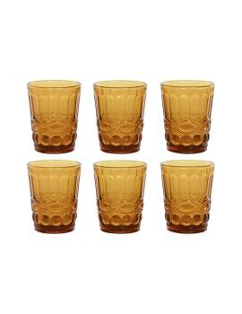 Set de Vasos Home ESPRIT Ambar Cristal Con relieve 240 ml (6 Unidades)