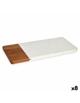 Tabla de cortar Blanco Mármol Madera de acacia 15 x 1,3 x 30 cm (8 Unidades)