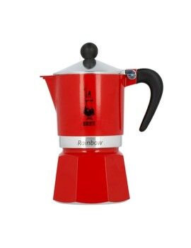 Cafetera Italiana Bialetti Rainbow 6 Tazas Rojo Aluminio