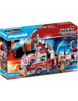 Playset de Vehículos   Playmobil Fire Truck with Ladder 70935         113 Piezas  