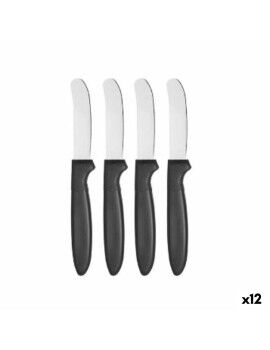 Set de Cuchillos Negro Plateado Acero Inoxidable Plástico 17 cm (12 Unidades)