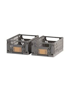 Set de Cajas Organizadoras Apilables Gris oscuro 25 x 16,5 x 10 cm