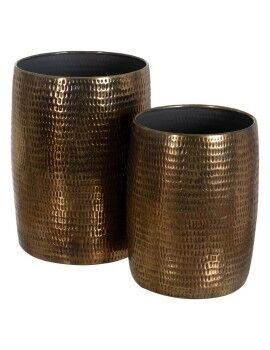 Vaso 2 Peças Bronze Dourado Alumínio 35,5 x 35,5 x 50 cm