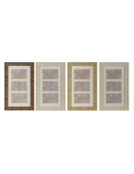 Marco de Fotos Home ESPRIT Blanco Marrón Beige Natural Cristal Poliestireno Escandinavo 26 X 2 X...