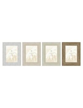 Marco de Fotos Home ESPRIT Blanco Beige Cristal Poliestireno Scandi 19 x 2 x 24 cm (4 Unidades)