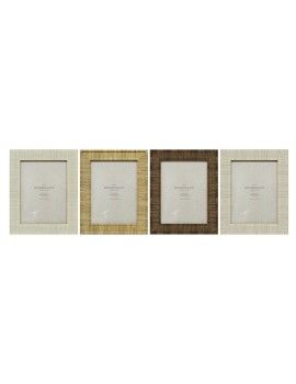 Marco de Fotos Home ESPRIT Beige Natural Cristal Poliestireno Escandinavo 20,5 x 2 x 25,5 cm (4...