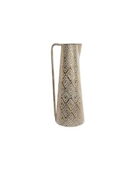 Vaso Home ESPRIT Branco Dourado Metal Moderno 24,5 X 24,5 X 66 cm