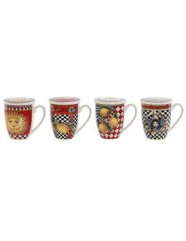 Juego de 4 Tazas Mug Home ESPRIT Amarillo Rojo Moderno Limón 380 ml (4 Unidades)