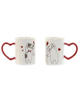 Conjunto de 2 Canecas Home ESPRIT Love Branco Vermelho Gatos